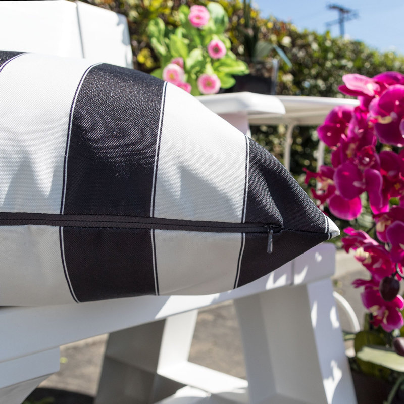 Striped Outdoor Throw Pillow, Black, 20" x 20"