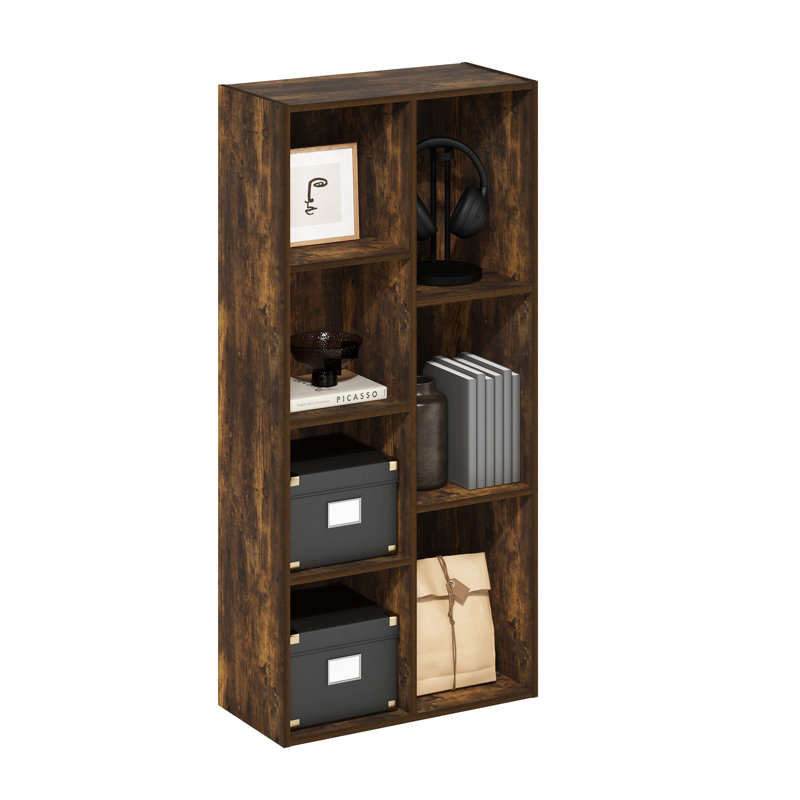 Gonzales 19.5" W Standard Bookcase, Amber Pine, (7 Shelves) 41.7"H x 19.5"W x 9.4"D
