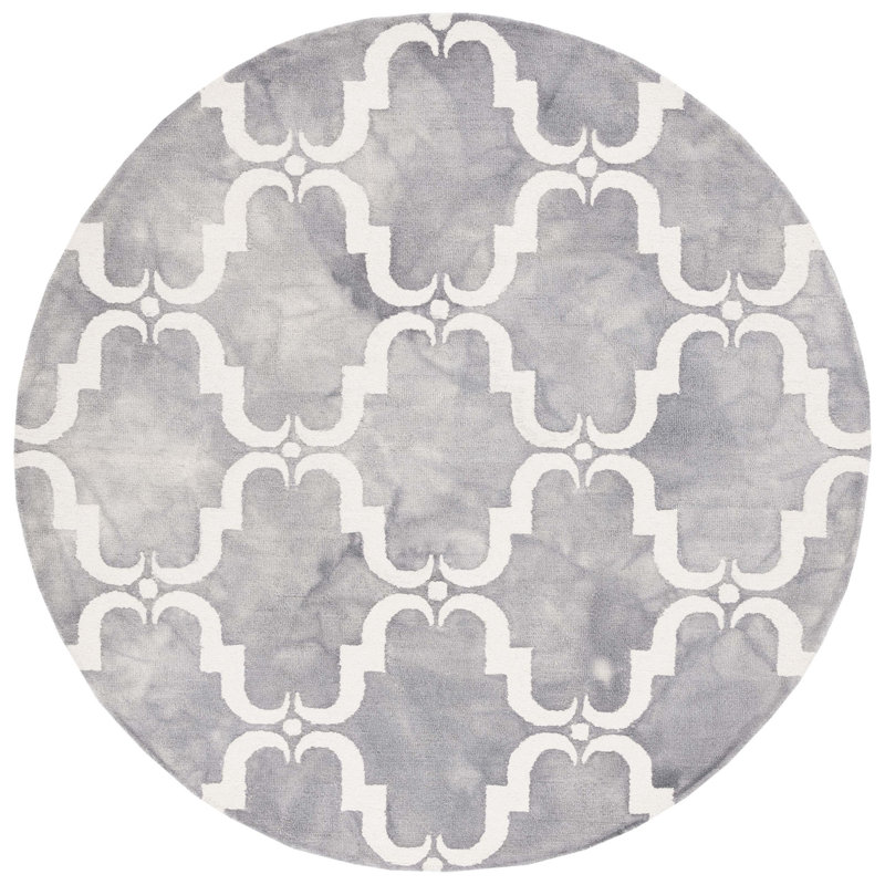 Dip Dye Hand Tufted Wool Geometric Rug, Round 7'