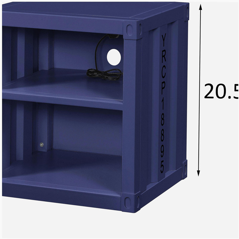 Blue Nightstand with Open Shelf, Blue