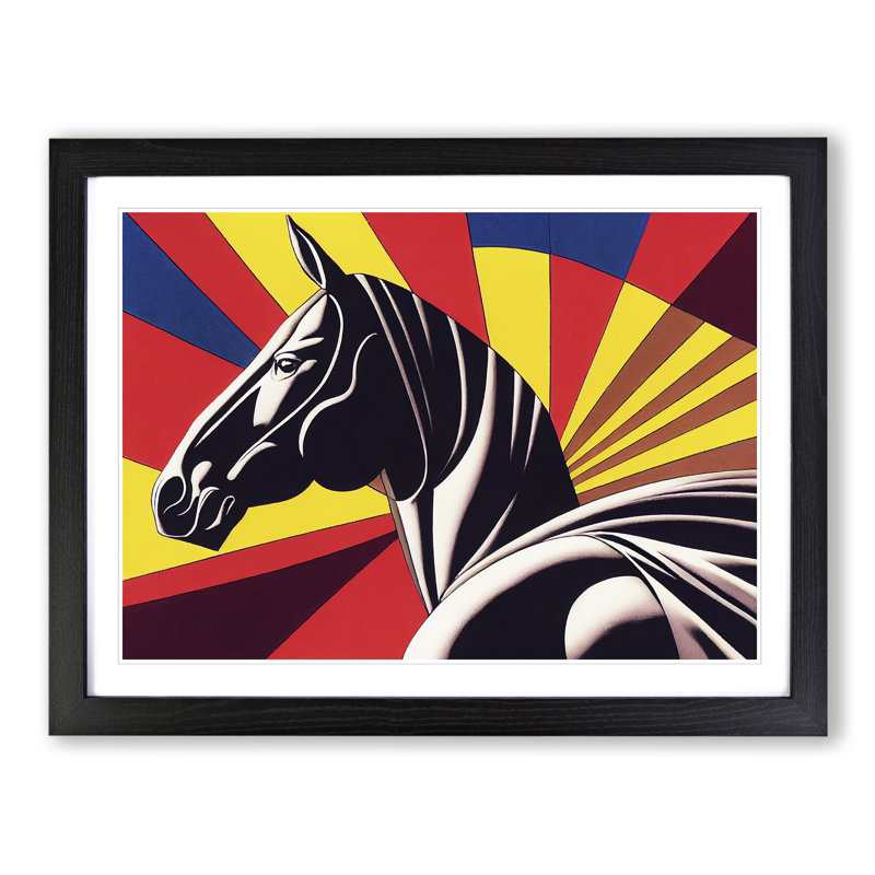 Abstract Art Horse - Single Picture Frame Print, 46cm H x 64cm W x 2cm D, Black Framed