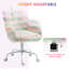 Chaise de bureau Fluffy Unicorn avec dossier moyen et accoudoirs, base pivotante blanche à 5 branches