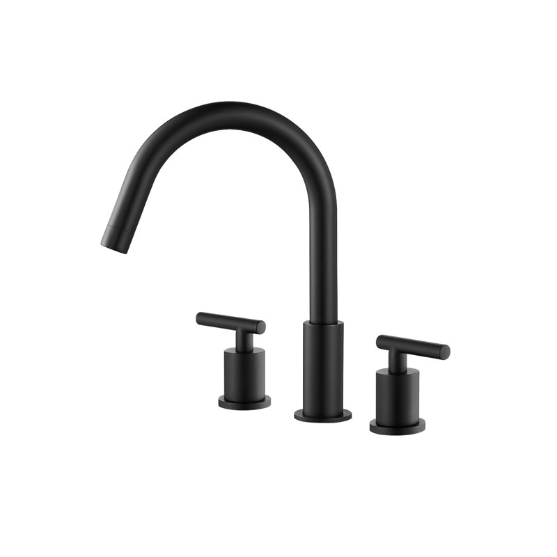 Robinet de salle de bain à large entraxe, Noir mat