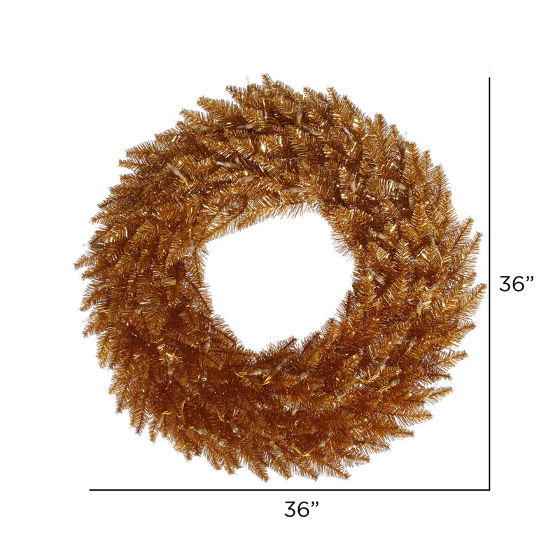 Couronne de Noël artificielle en PVC, H 36 po x l 36 po x P 5 po, Cuivre