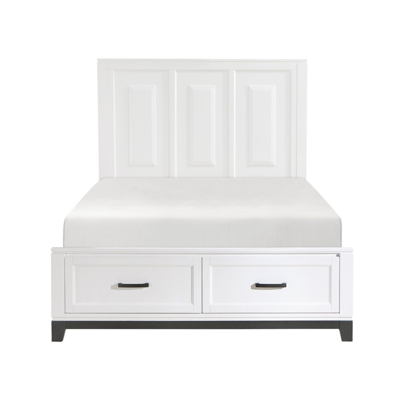 Lit plateforme grand blanc avec tiroirs de rangement et meubles de chambre à coucher en bois 1pc, Grand lit