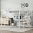Queen Size Metal Loft Bed With L-Shaped Desk, Wardrobe, USB, And LED For Space-Saving And Multi-Functionality-1701129164-1701129165