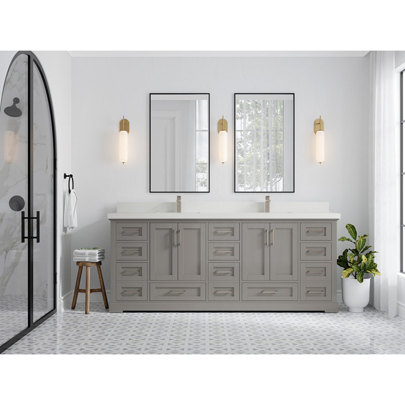 Ensemble de meuble-lavabo double 84 po Esin, Blanc