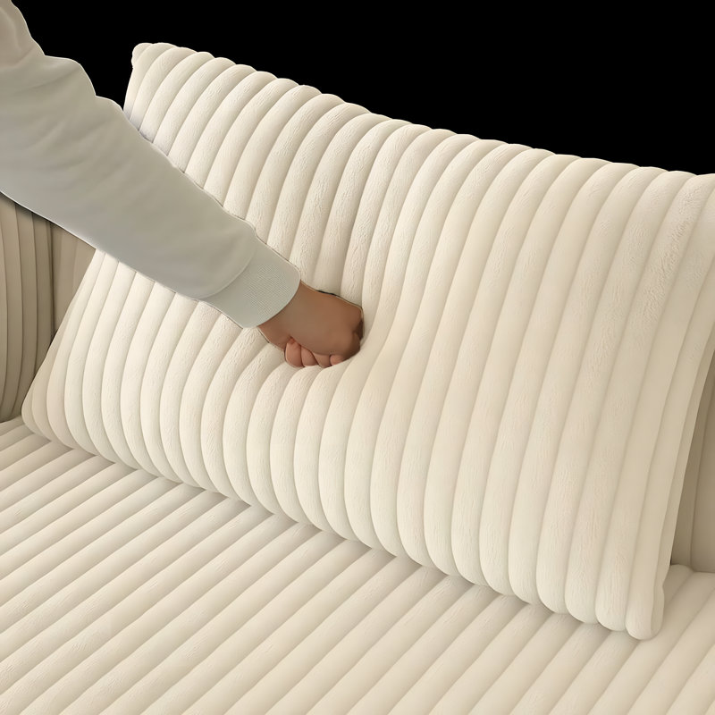 5 - Piece Upholstered Corner Sectional, Cream