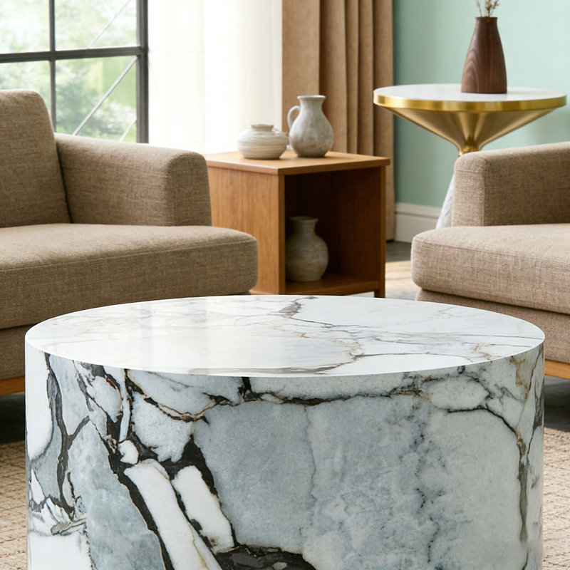 Round Coffee Table, White