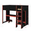 Lit mezzanine simple en bois avec bureau intégré, garde-robe, DEL et tiroir-574033364