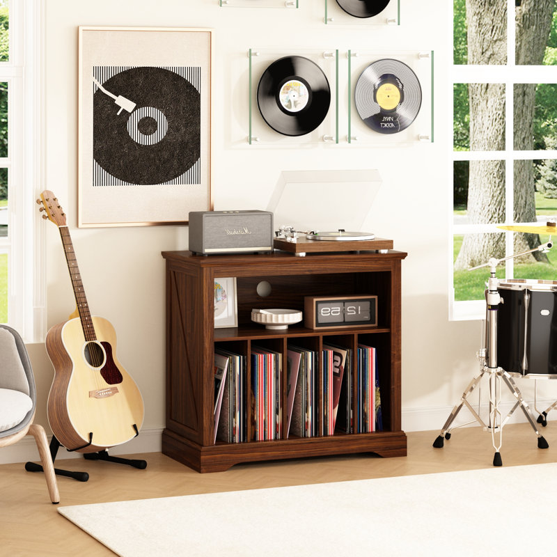 Support pour disque vinyle rustique, support pour disque vinyle jusqu'à 230 albums, Brun