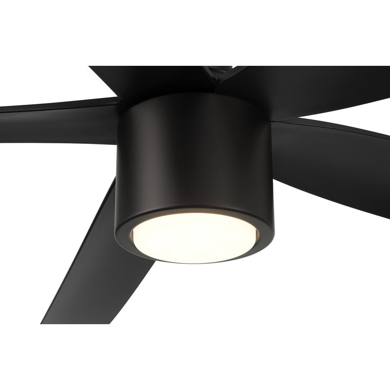 RAVIAN 5-Blade Ceiling Fan With Remote and Dimmable Light, Matte Black, 72"