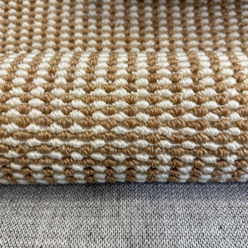 Tapis intérieur antidérapant à profil bas, lavable et absorbant à la machine, Blanc / chameau