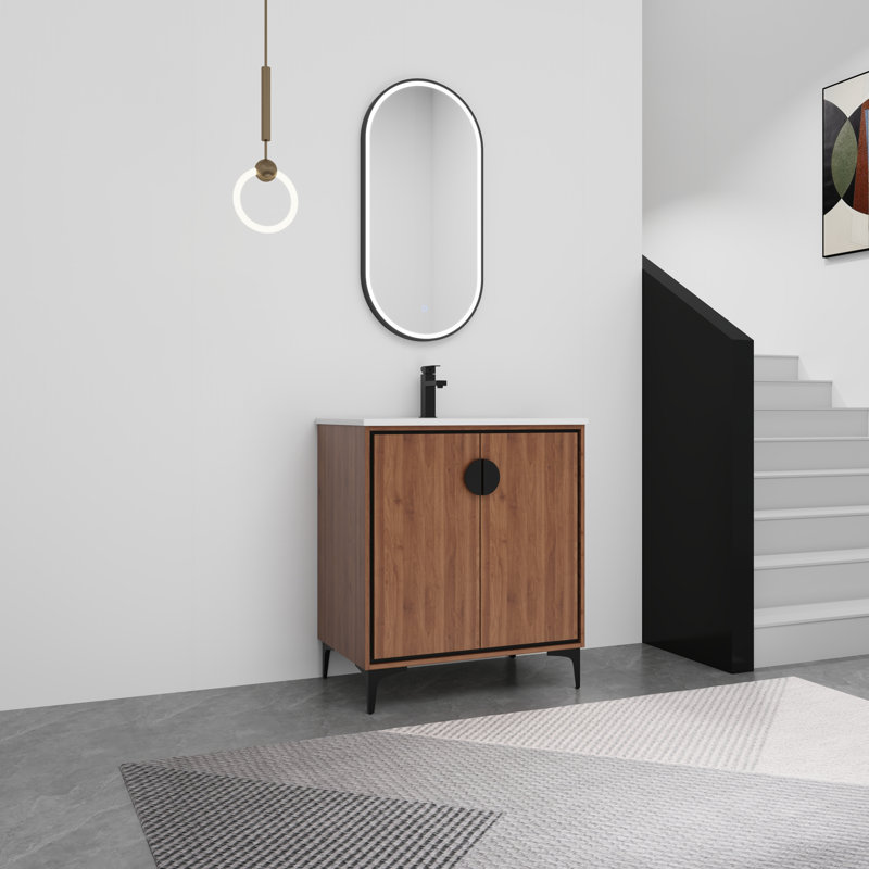 Meuble-lavabo simple avec plateau en céramique 30,01 po Sholah