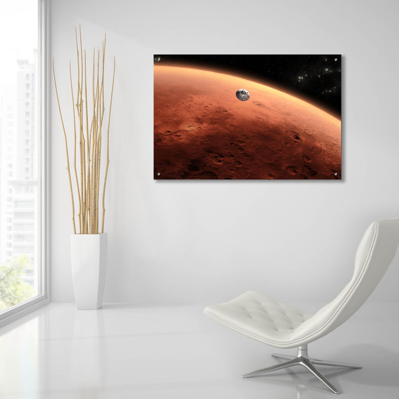  «Curiosity Approche Mars, Artist Concept» par la NASA, art mural en verre acrylique, 36 po x 24 po, H 24 po x l 36 po