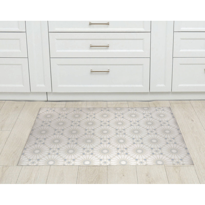 Sylvia Geometric Kitchen Mat, Rectangle 3' x 5', Ivory