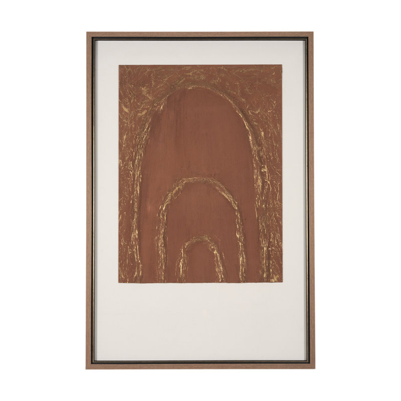 «Terracotta Arches II», une œuvre d'art texturée 3D encadrée à la main sous verre, Terre cuite arches II