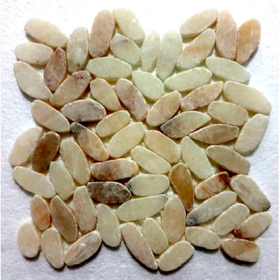 CNK Tile Seamless Mixed Quartz Oval Mosaic Tile Hand-Sorted Natural Stone Pebbles Eco-Friendly Ideal For Shower Bath Backsplash - 12" X 12"