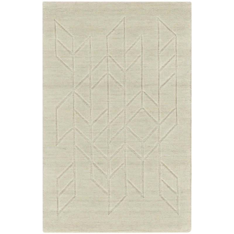 Mihira Geometric Wool Hand Woven Area Rug, Rectangle 61 x 91cm