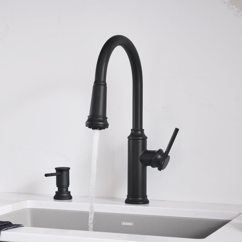 Empressa High Arc Pull-Down Dual-Spray Kitchen Faucet - Matte Black, Matte Black