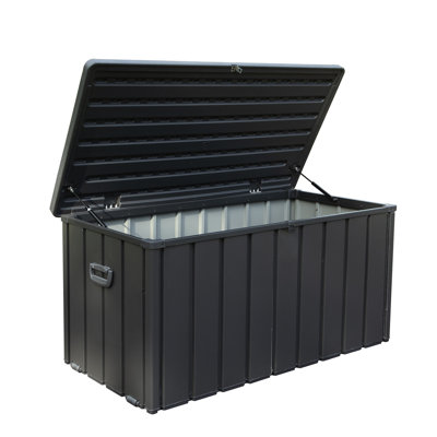Grand bac de rangement pour terrasse 120 gallons - Gris foncé imperméable pour coussins et coussins de patio