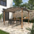 8.5 x 13 ft Heavy-Duty Outdoor Pergola with Bar Counter & Shelves, Arched PVC-coated polyester Canopy, Wood-Grain Steel Posts for Patio & Backyard