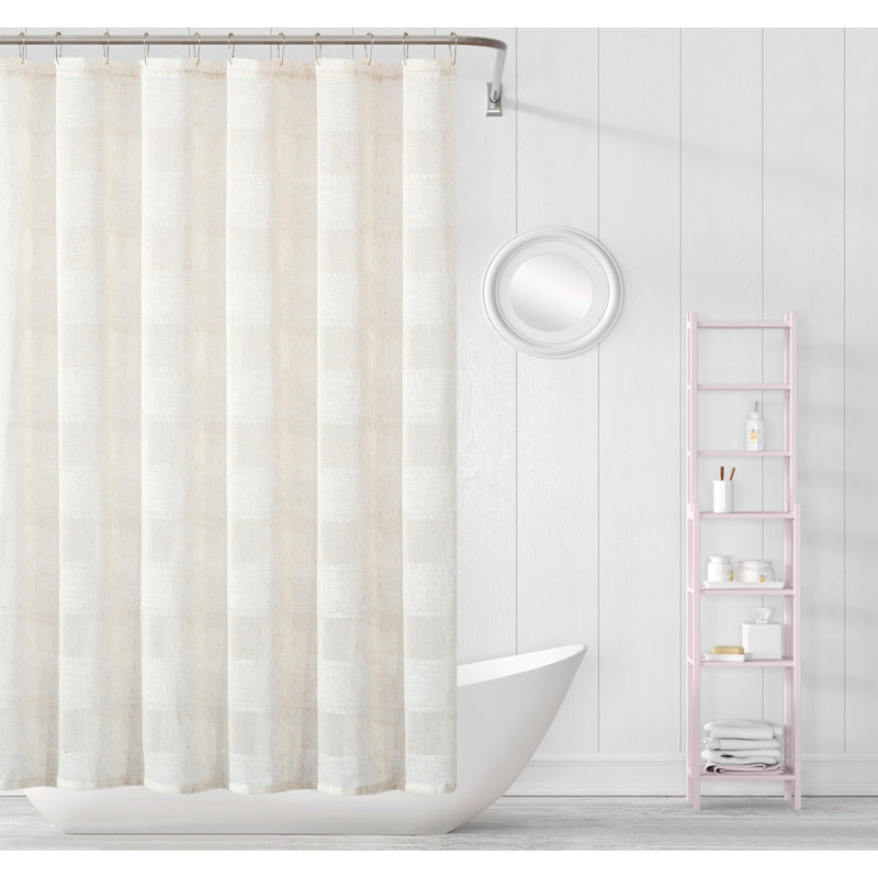 Linen Look Shower Curtain 70x72 Water Resistant Washable Perfect Shower Curtain Stylish Bathrooms, Cream