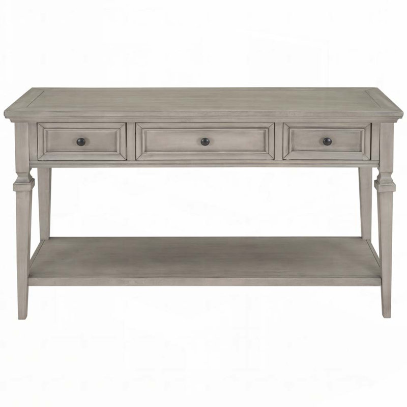 Commode d'appoint avec 3 tiroirs et tablette inférieure ouverte, Gris délavé