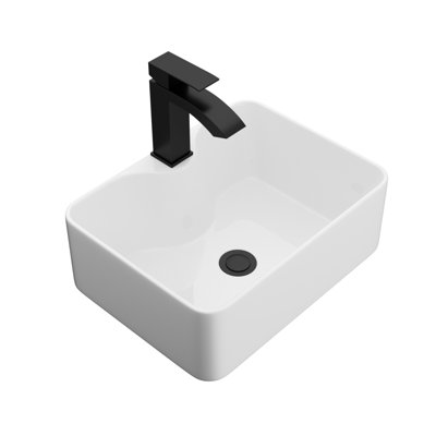 Modern European Ceramic Sink With Black Fixtures For Elegant Bathrooms