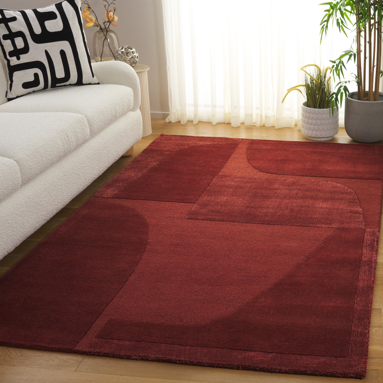 Megara Hand-Tufted Geometric Wool Rug, Rectangle 4' x 6'