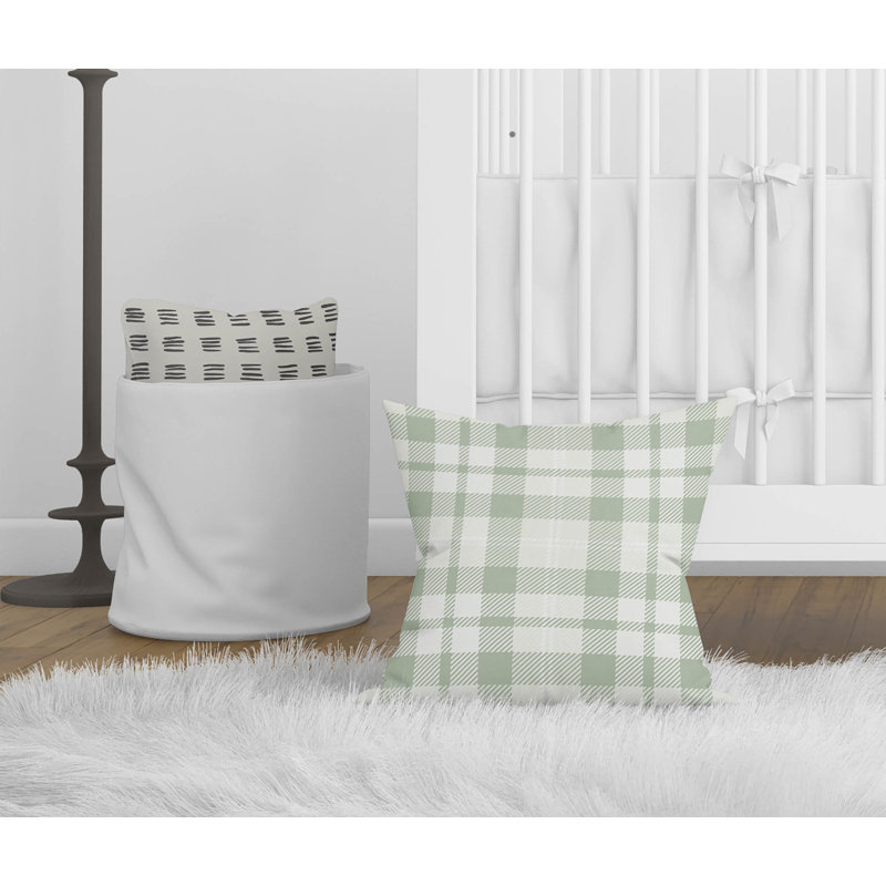 Gen Plaid Pillow, Green, 16"H x 16"W