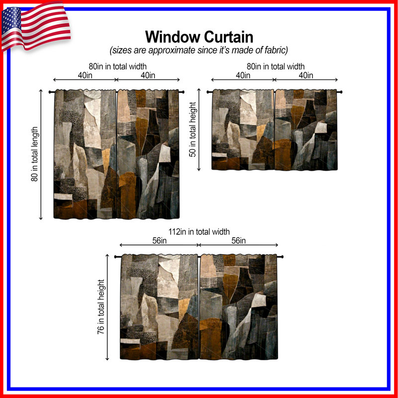 Rideaux abstraits abstraits et transparents - 2 panneaux, 40 po x 80 po - 2 panneaux, Transparent