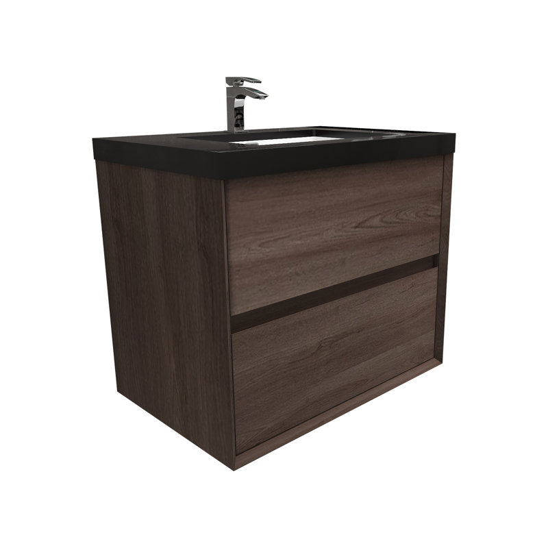 Corujo-Gunetsreiner Kody 30" Wall-Mounted Single Bathroom Vanity Set, Red Oak