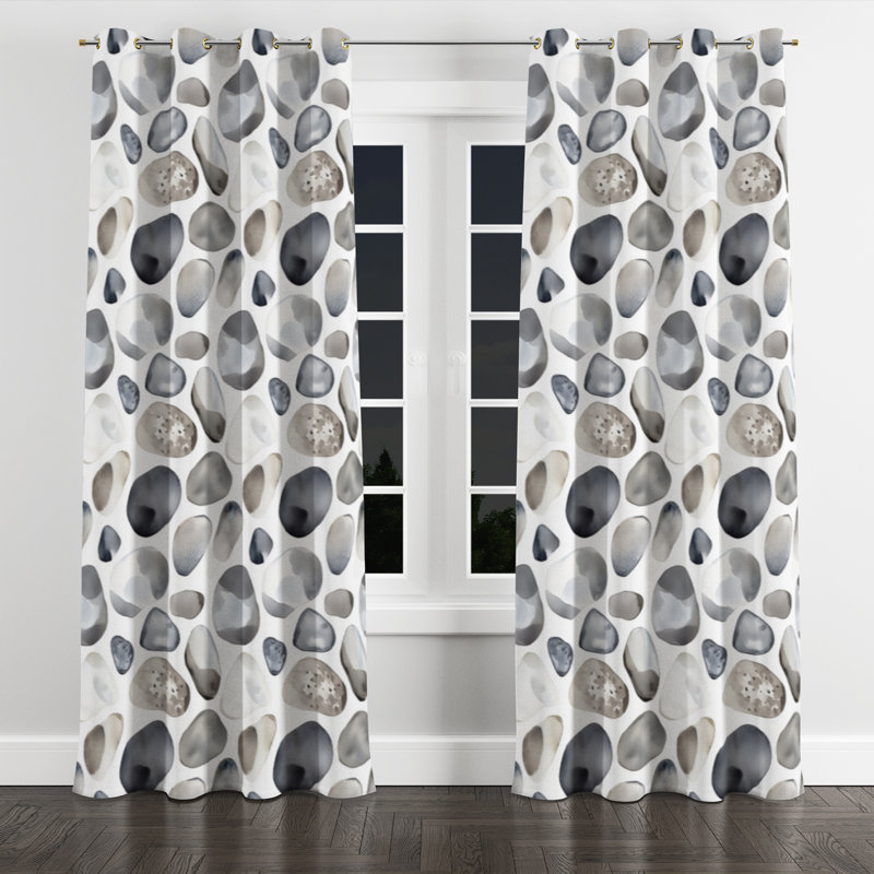 Coastal Velvet Curtains - Grey Azarian Grommet Curtain - 1 Panel, Gold Grommets, 52" W x 90" L