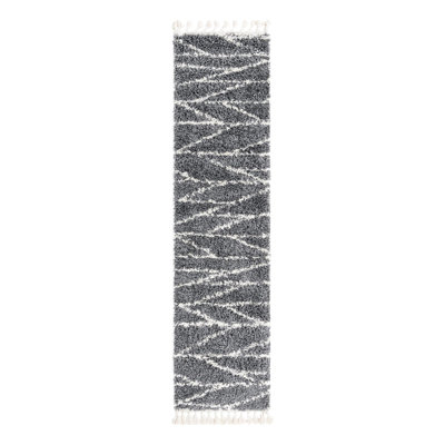 Tapis gris à rayures Ananya