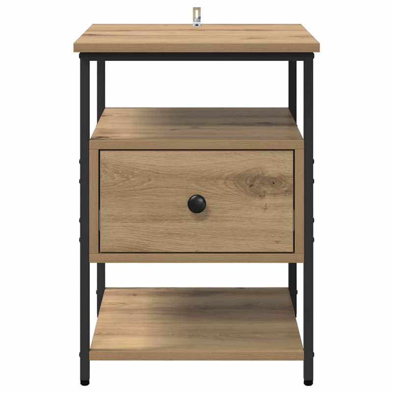 40cm W Manufactured Wood Bedside Table, Artisan Oak