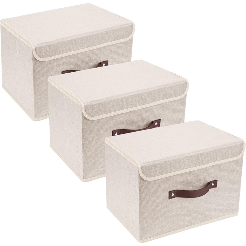 Brayden Studio Fabric Bin, Beige