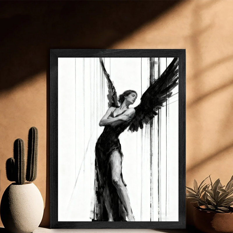 Reproduction d'art encadrée noire rétro, H 11 po x l 9 po