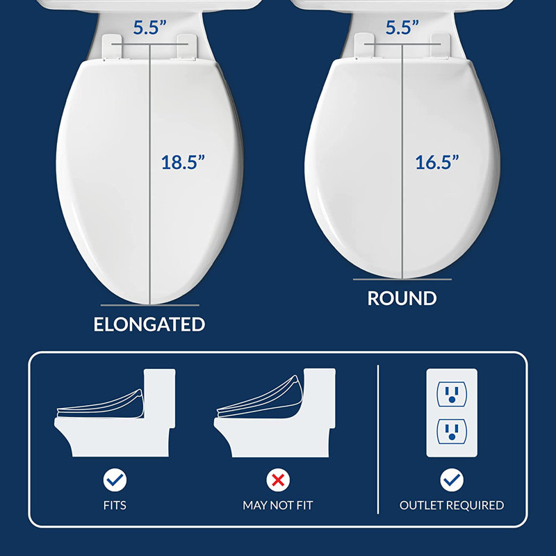 White Round Electric Bidet Toilet Seat with Remote Control