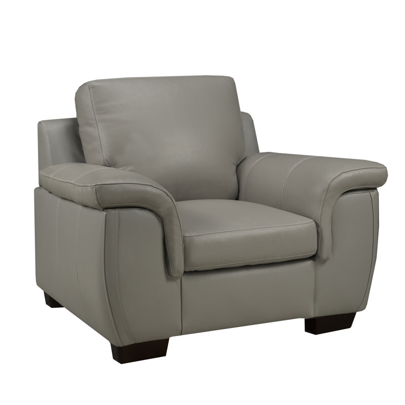 Fauteuil Awa, Cuir gris nuage