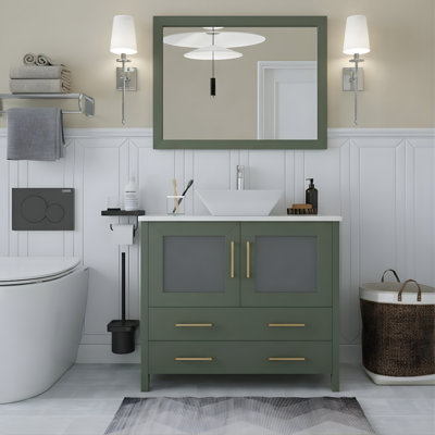 Ensemble de meuble-lavabo simple avec miroir 