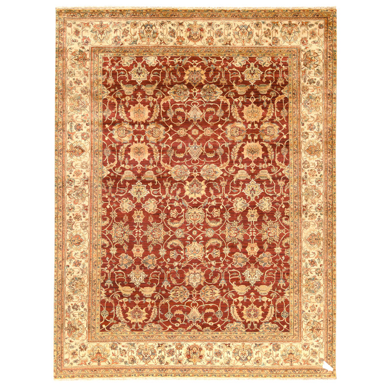 Tapis rouge et crème noué à la main de haute qualité