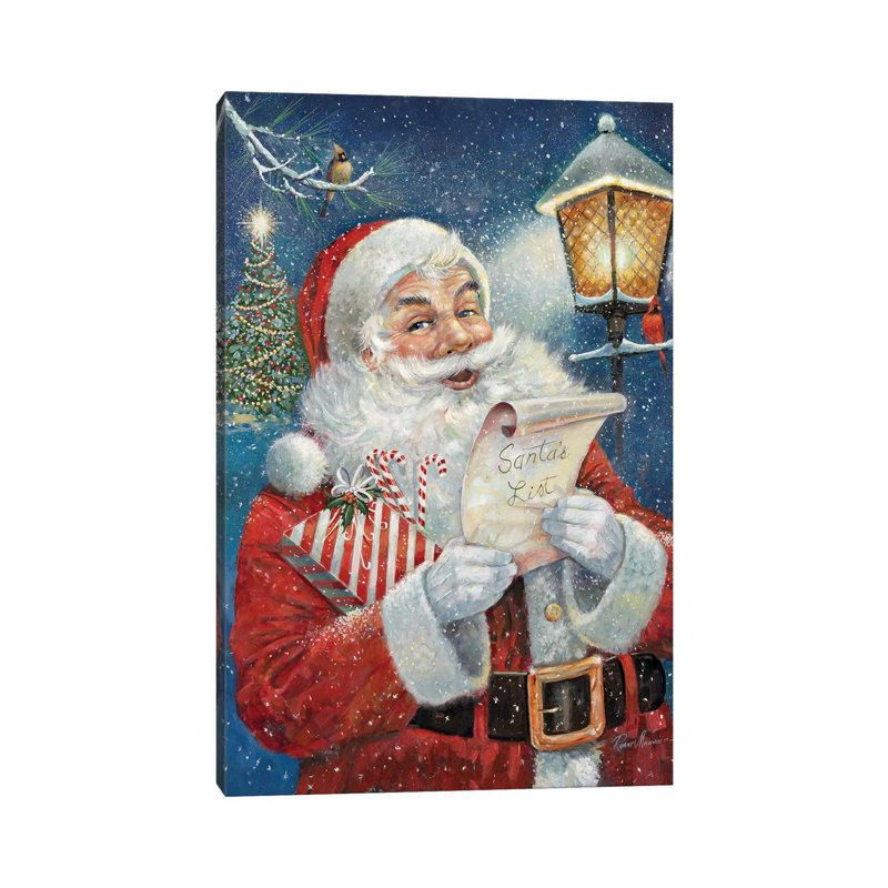 «Santa's List» par Ruane Manning - reproduction d'art, H 18 po x l 12 po x 1,5 po, Toile tendue, Aucun mat