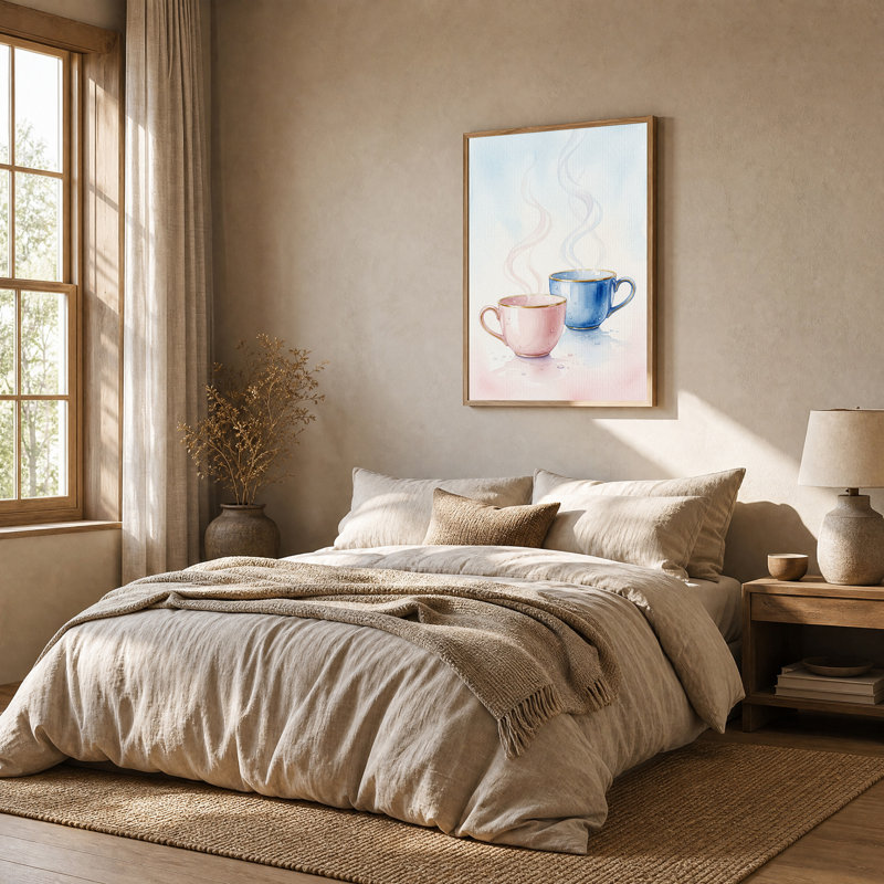 Art mural sur toile rose et bleu, H 36 po x l 24 po