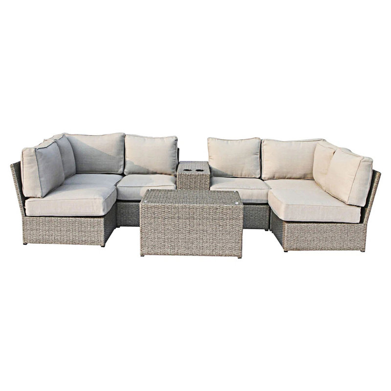 Ensemble de canapé d'extérieur 4 personnes, Beige Cushion/Grey Mix Frame