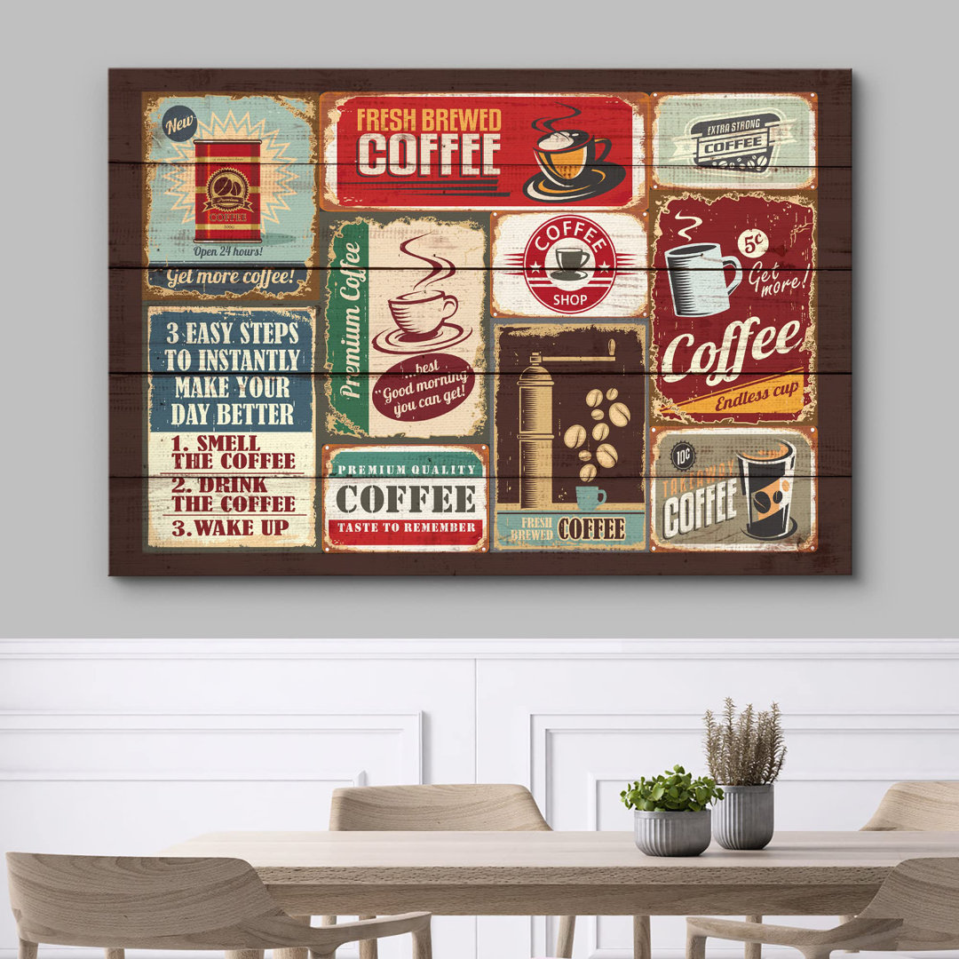 Wood Effect Panel Coffee Bean Houses Food & Cooking Kitchen Modern Art Wall Decor Rustic IDEA4WALL Overall 