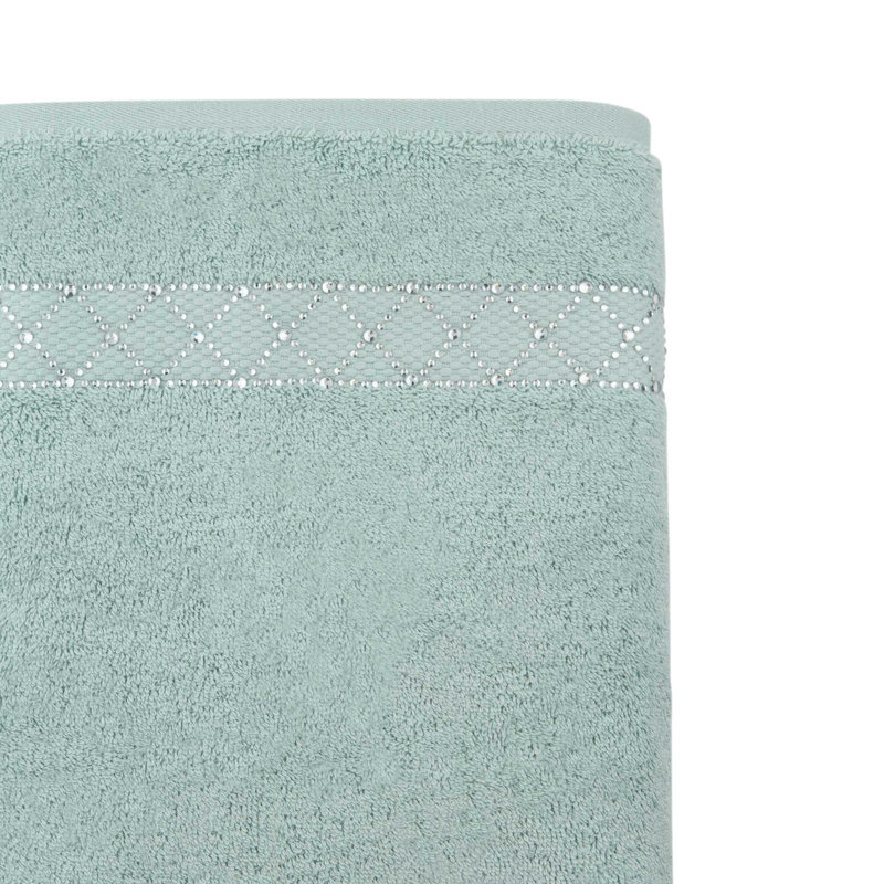 Sparkles Home Atlas Rhinestone Bath Towel | Cotton Terry | Glass Rhinestones | 54"x30" | Luxurious, Aqua Blue