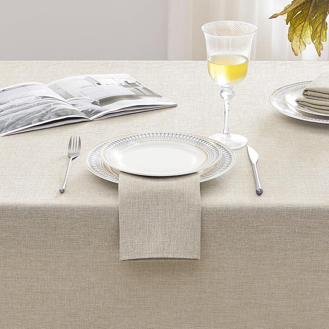 140×200cm Rectangular Faux Linen Wipeable Water Resistant Tablecloth
