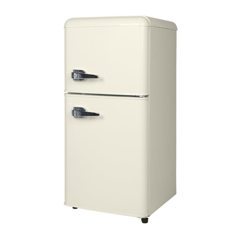 Réfrigérateur compact 3,5 pi³ avec réfrigérateur, petit réfrigérateur avec 2 portes et 7 niveaux de thermostat amovible pour cuisine, dortoir, appartement, bar, bureau
