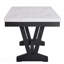 Table de salle à manger transitionnelle moderne avec plateau rectangulaire en faux marbre blanc